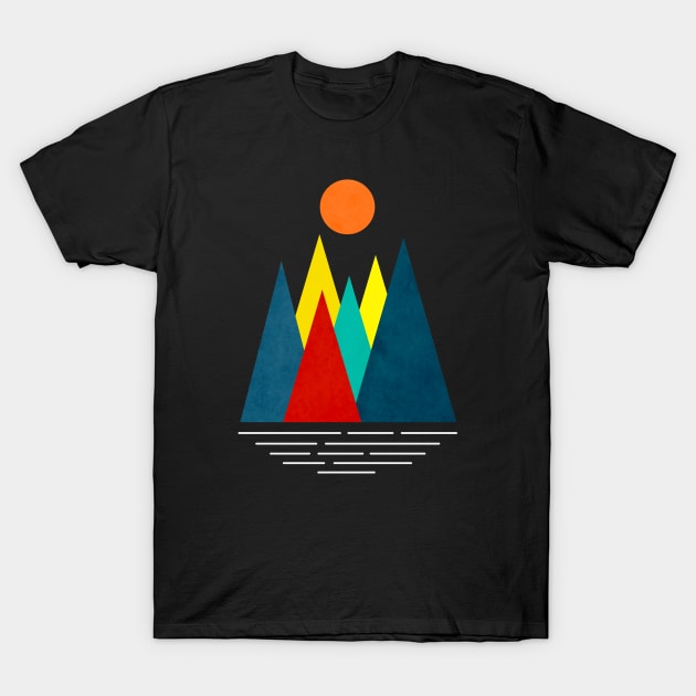 Linear and Colorful Mountains, Minimalist Abstract Nature Art  II T-Shirt by Insightly Designs